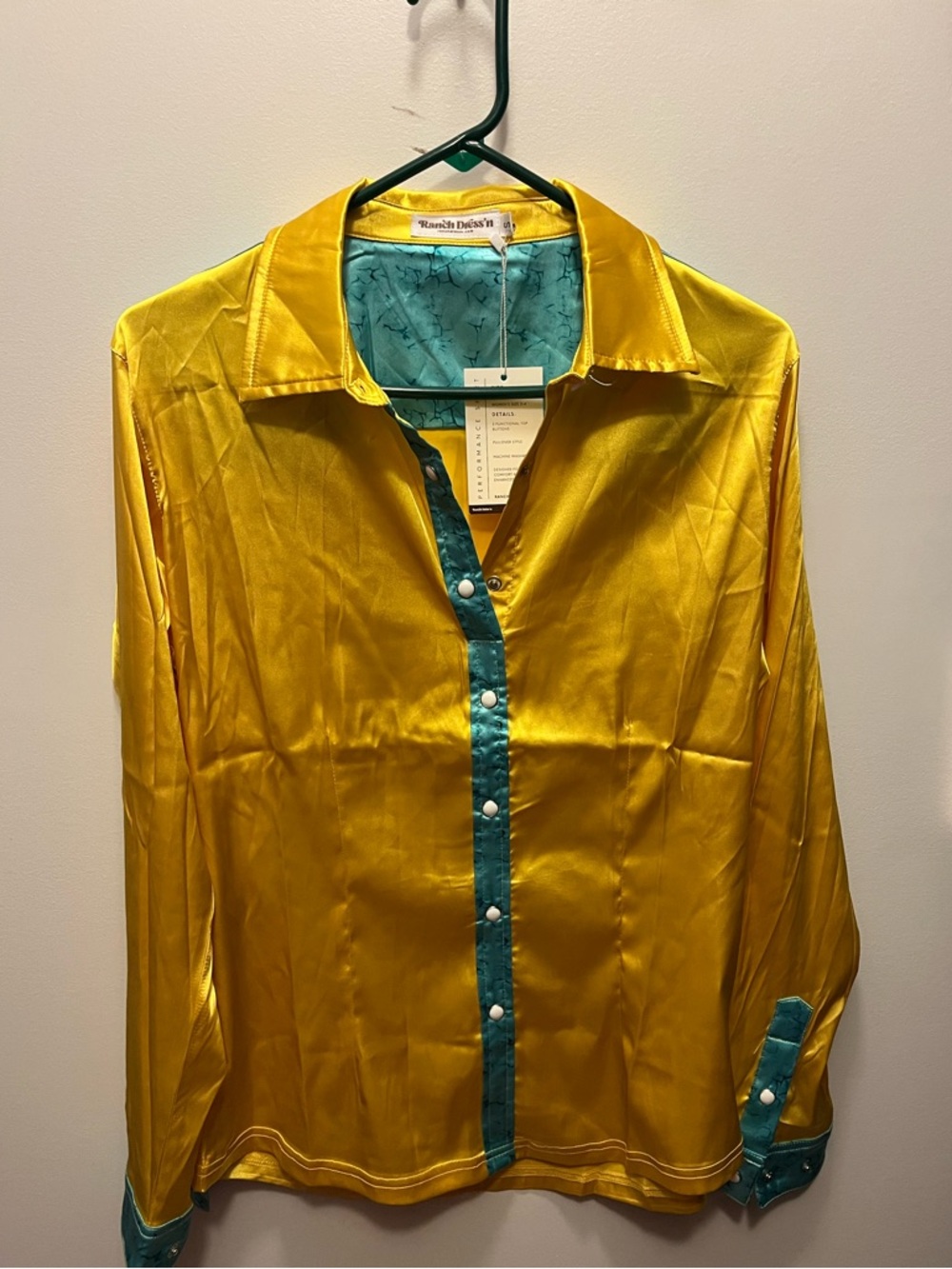 Ranch Dress’n- Yellow and teal satin